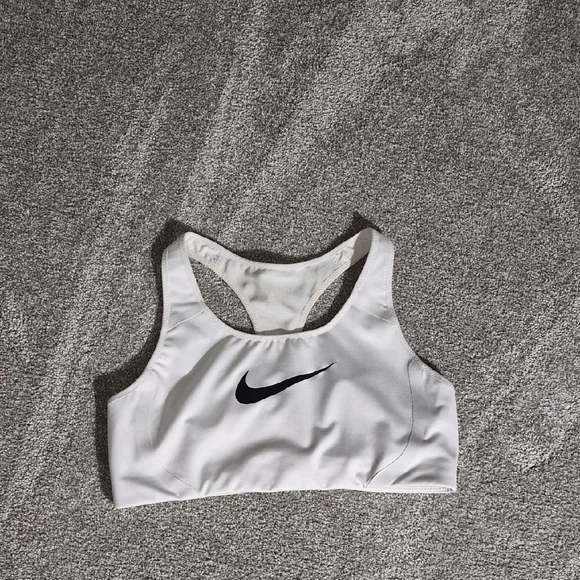 Nike Women's White and Black Sports Bra - Picture 1 of 6